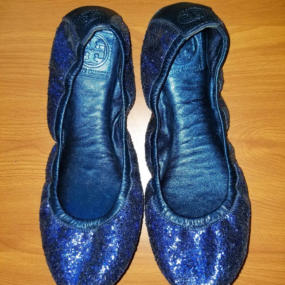 Tory Burch Eddie ballet flat, navy, size 8